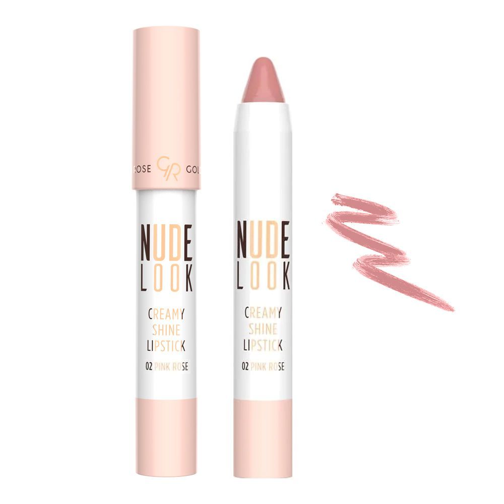 Golden Rose Nude Look Creamy Shine Lipstick, 02, Pink Rose