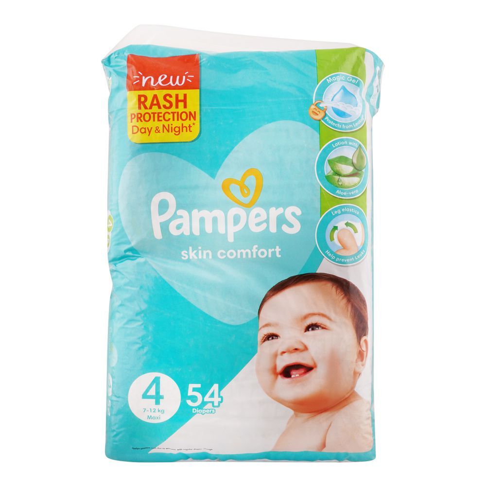 Pampers Skin Comfort Diapers, No. 4, Maxi, 7-12kg, 54-Pack