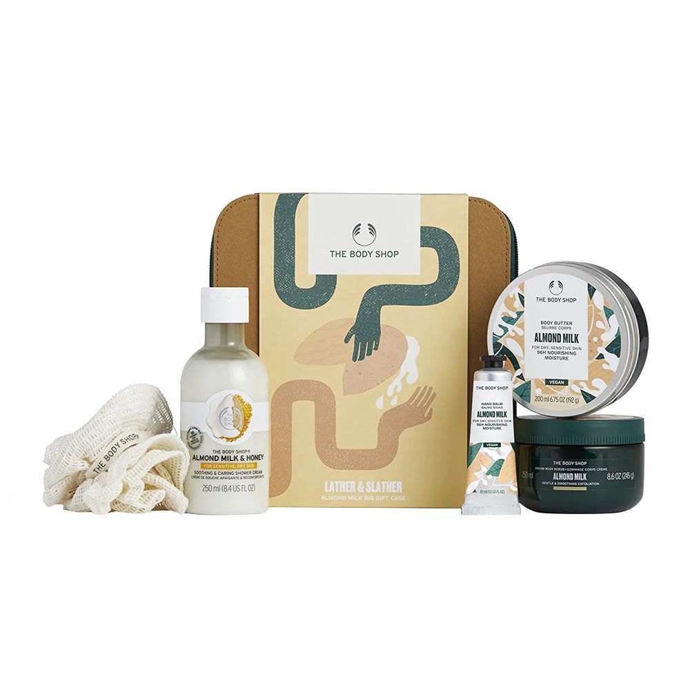 Body Shop Lather & Slather Almond Milk Big Gift Set, 17188