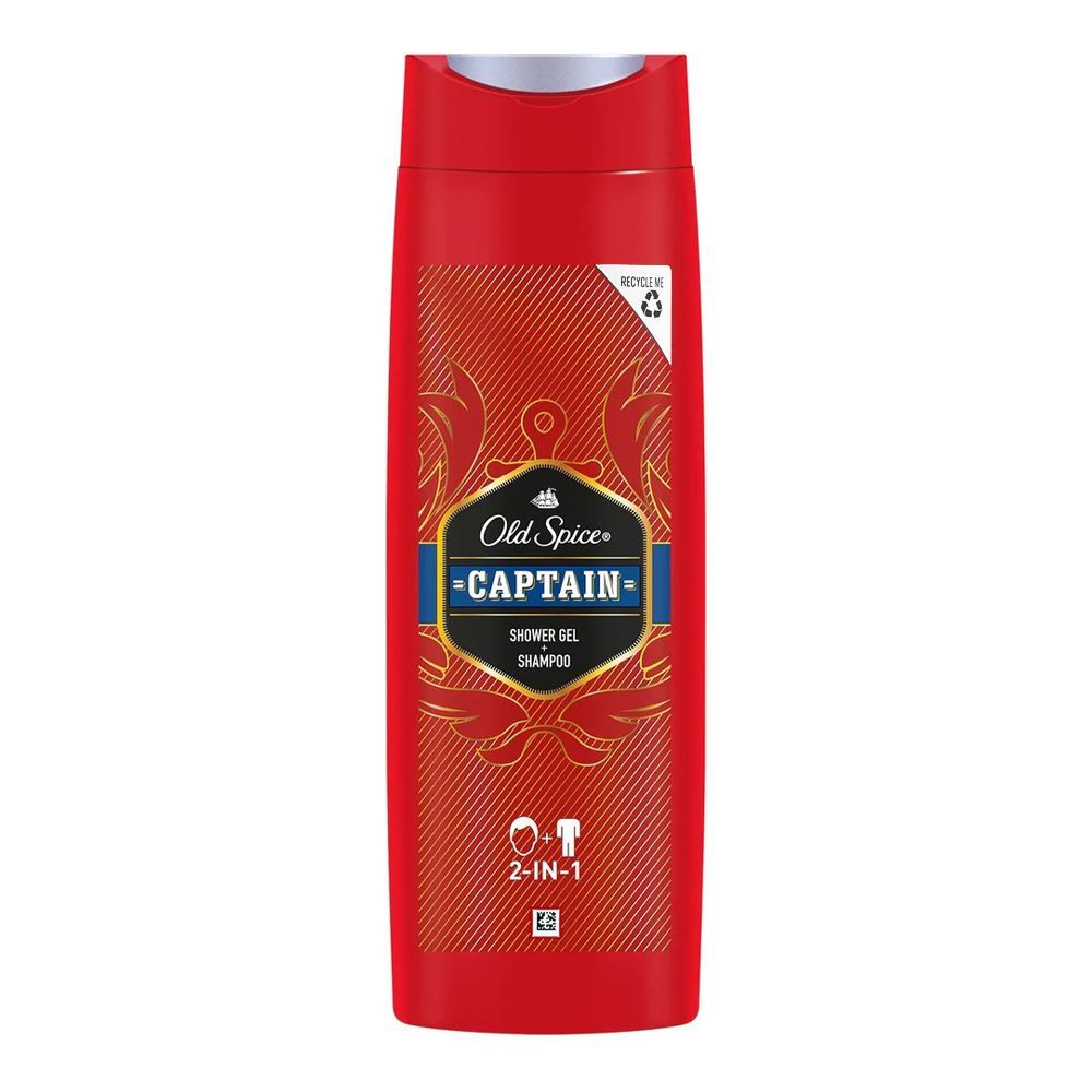 Old Spice Captain, 2-In-1 Shower Gel + Shampoo, 400ml