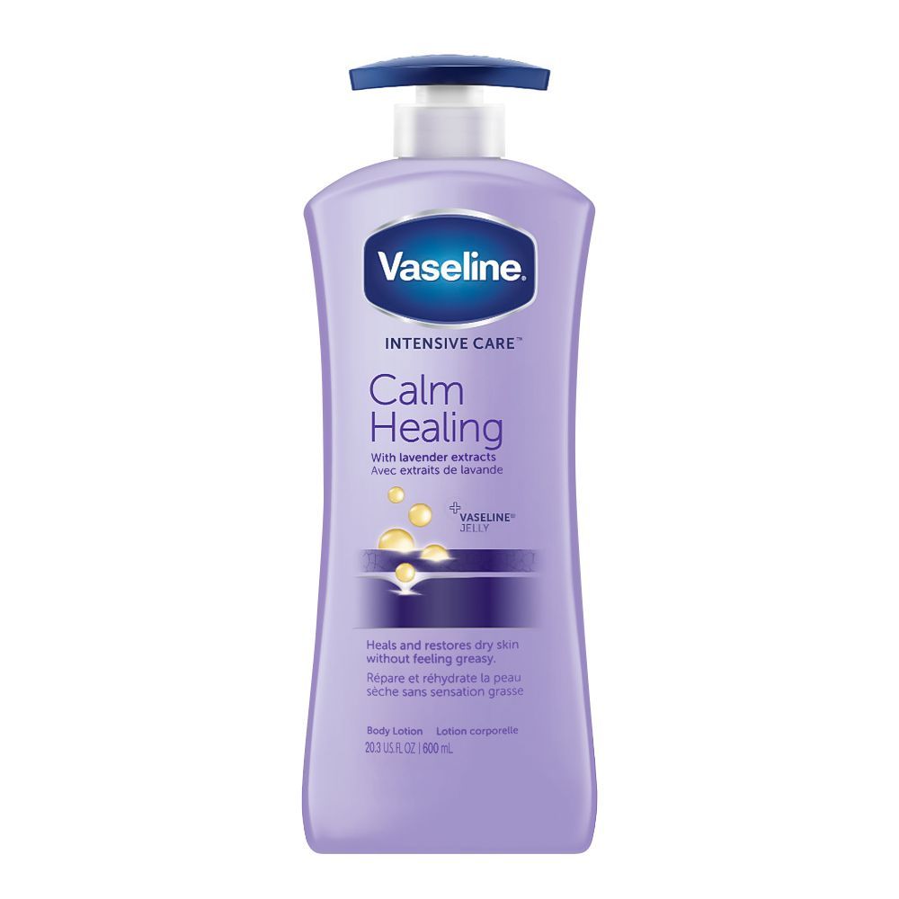 Vaseline Intensive Care Calm Healing With Lavender Extract Body Lotion Pump, For Dry Skin, 600ml