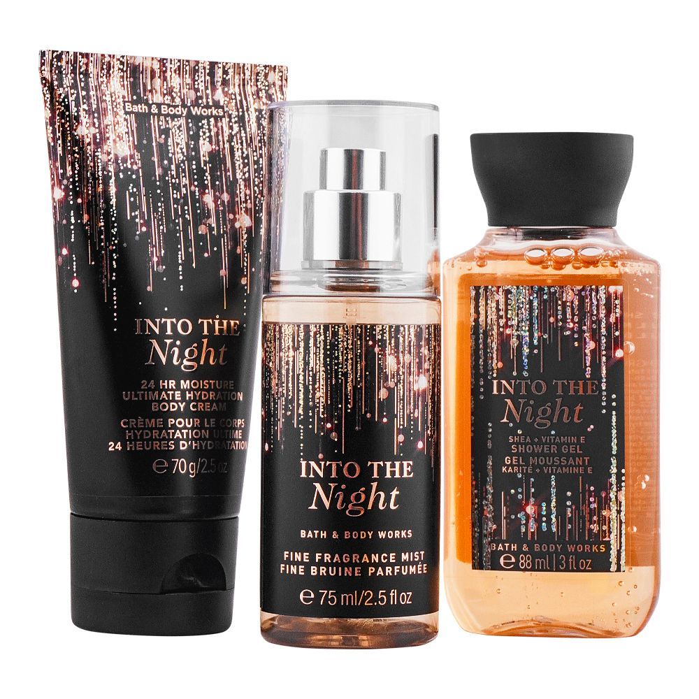 Bath & Body Works Into The Night Mini Gift Set, Shower Gel + Body Cream + Mist