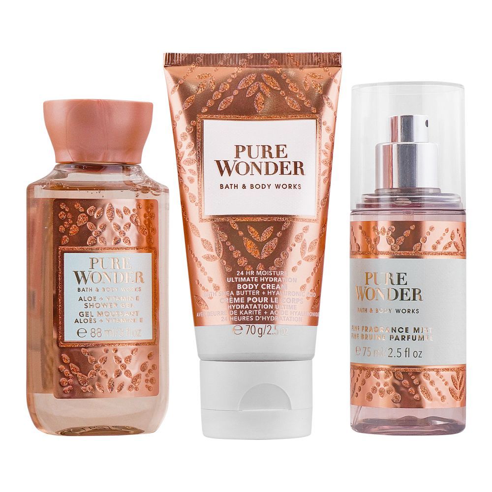 Bath & Body Works Pure Wonder Mini Gift Set, Shower Gel + Body Cream + Mist