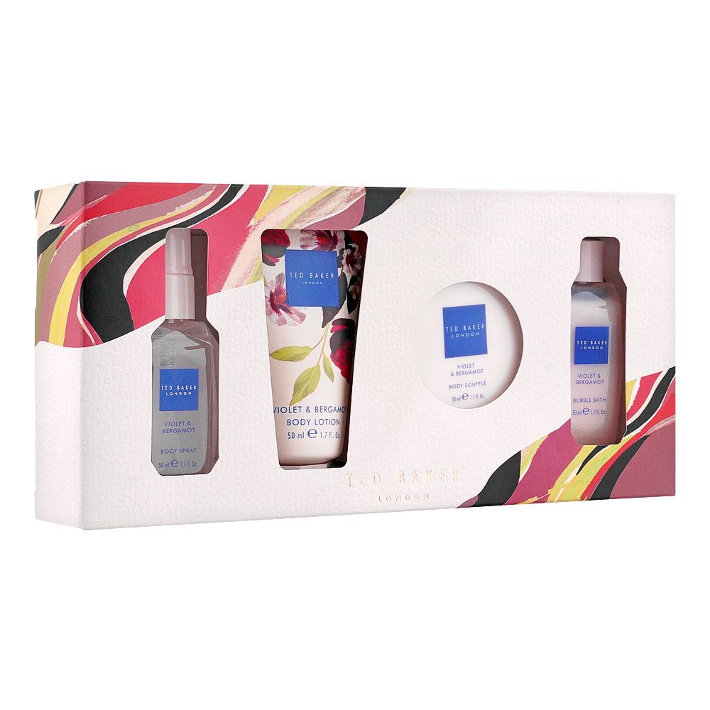 Ted Baker Violet & Bergamot Mini Set Body Spray + Body Lotion + Body Souffle + Bubble Bath