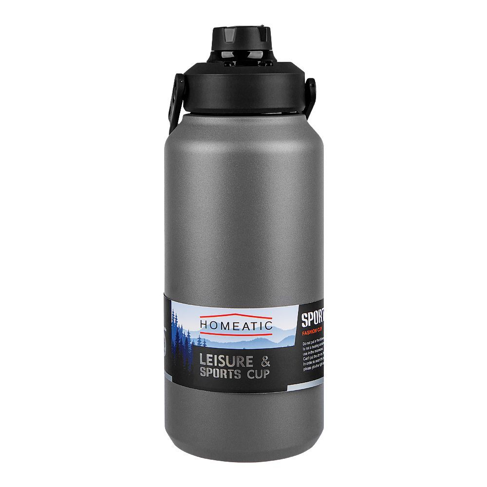 Homeatic Stainless Steel Water Bottle, Rust Proof, 1300ml, Grey, HKD-7011