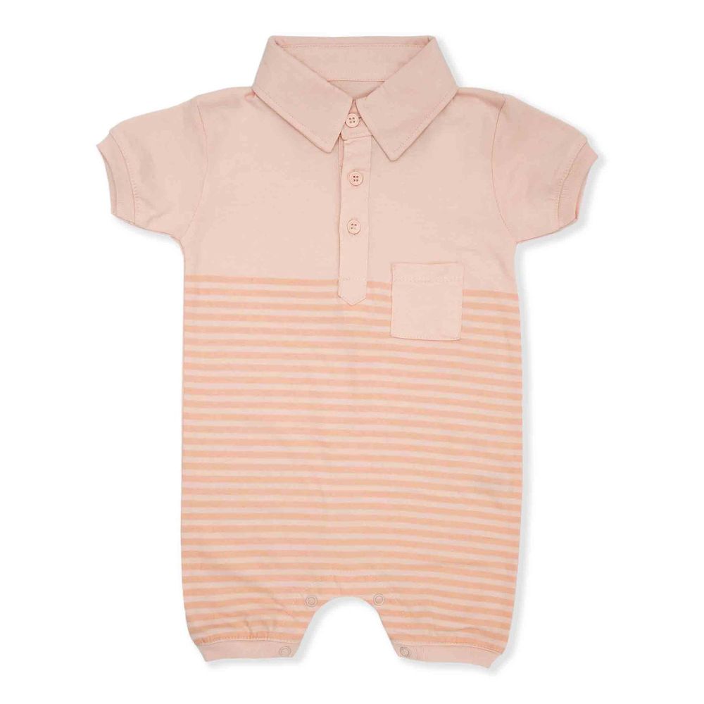 The Nest Single Jersey Little Dino Boss In Stripe Polo Veiled Rose, 6397 