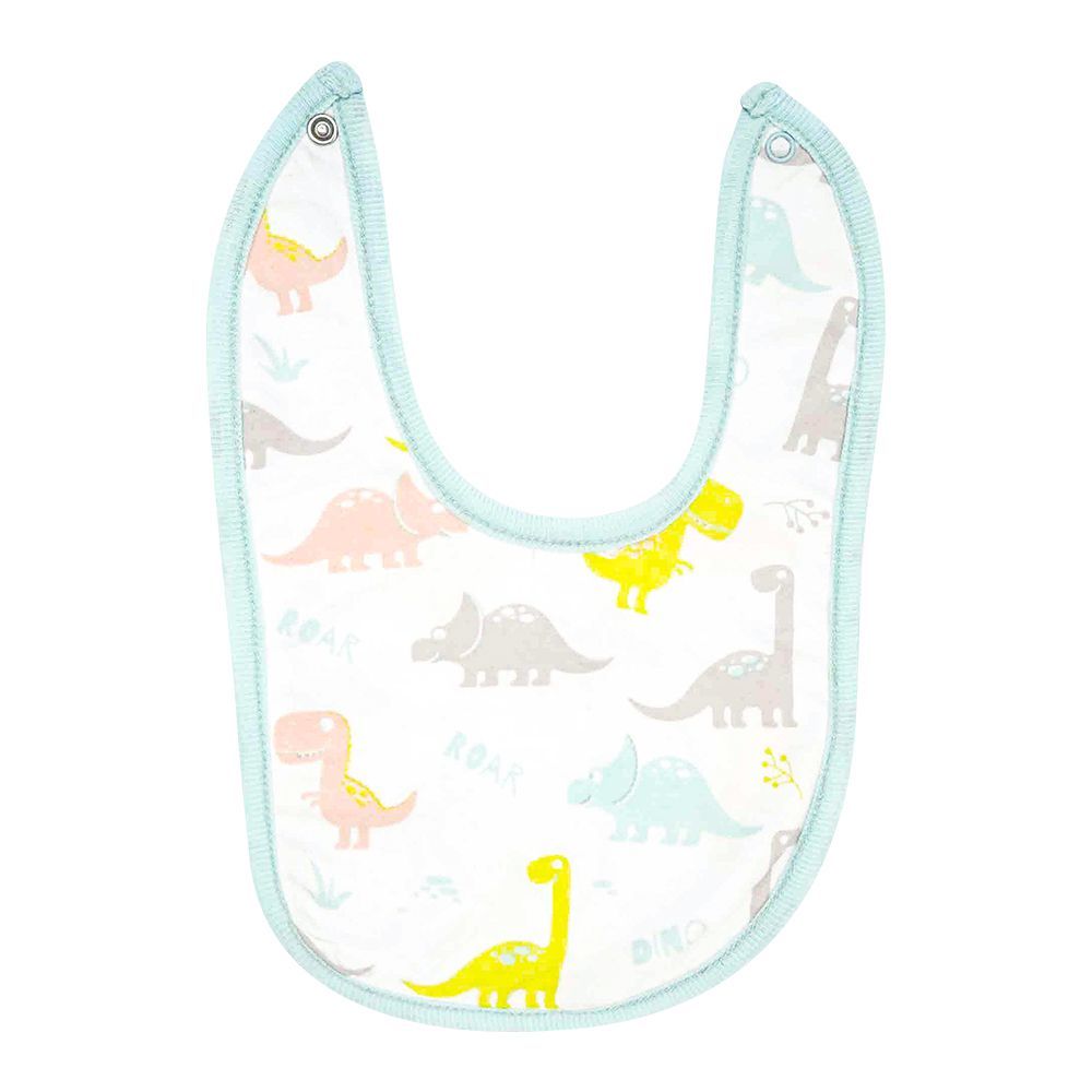 The Nest Single-Jersey Little Dino Boss Bib, 3-Pack, White / Blue Glow / Lunar Rock, One Size, 6583