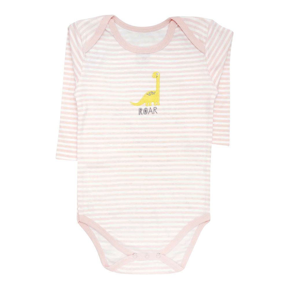 The Nest Interlock Little Dino Boss Long Sleeve, Bodysuit White, 6481