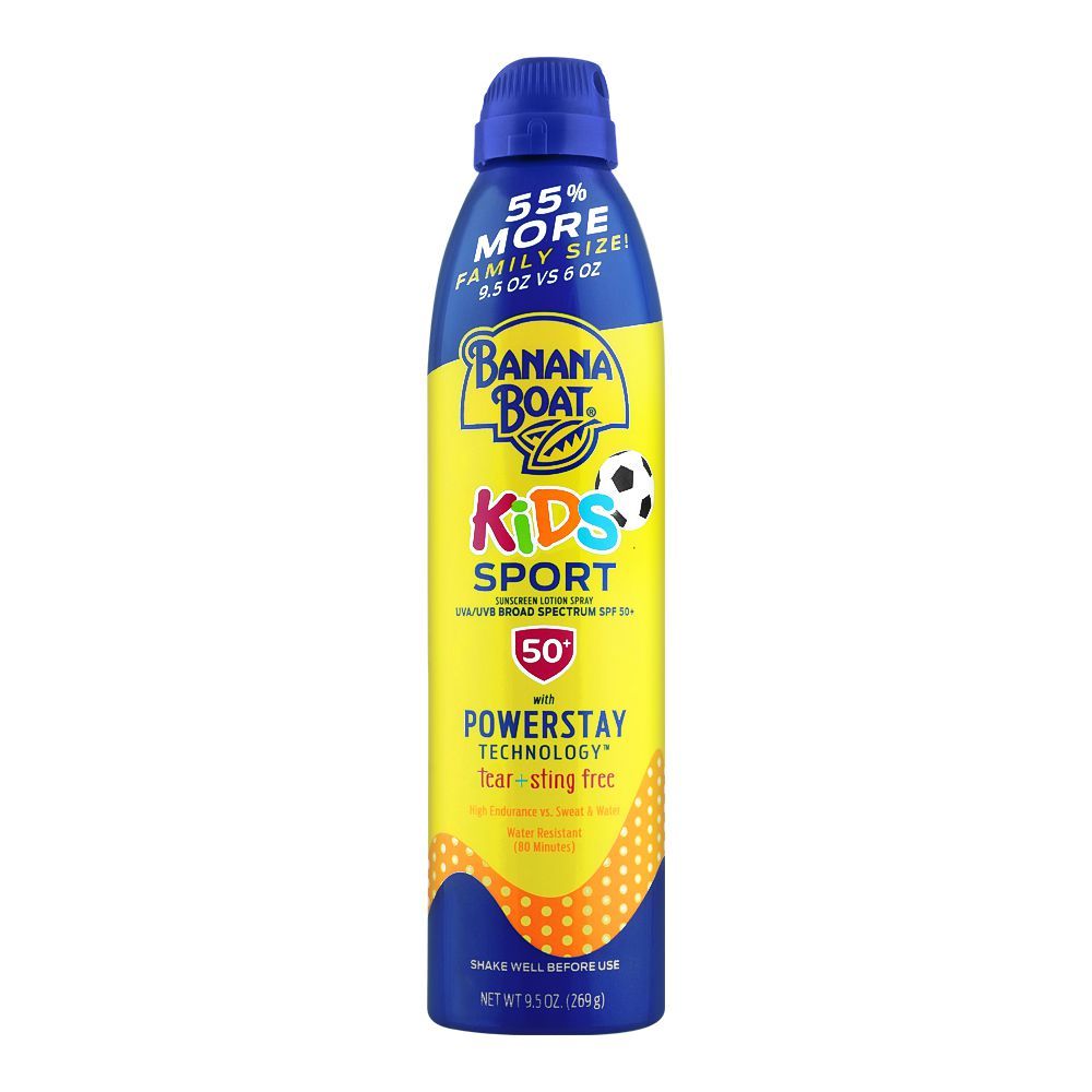 Banana Boat Kids Sports SPF50+ Sunscreen Lotion Spray, Water Resistant, 269g