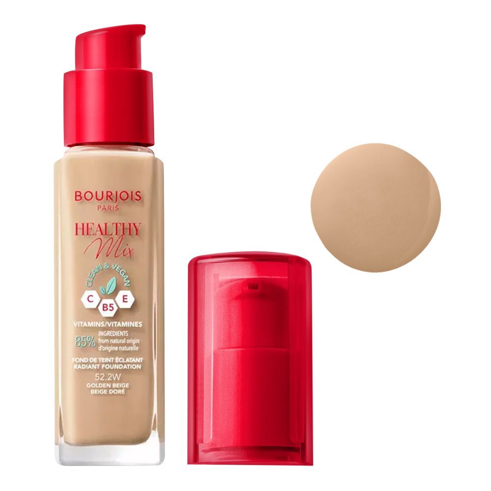 Bourjois Healthy Mix Clean & Vegan Foundation, 52.2W, Golden Beige, 30ml