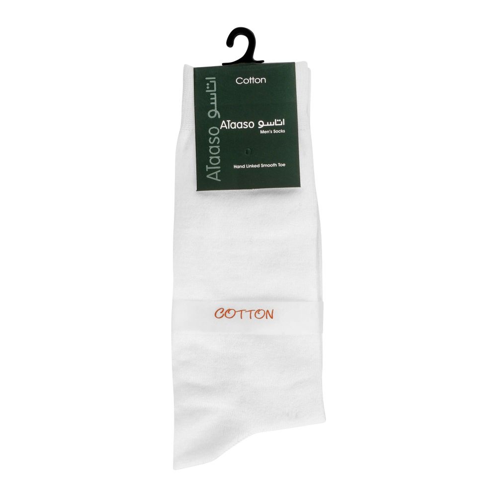 Ataaso Cotton Plain Men's Socks, White