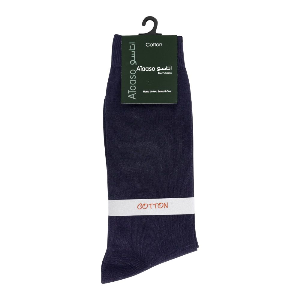 Ataaso Cotton Plain Men's Socks, Blue