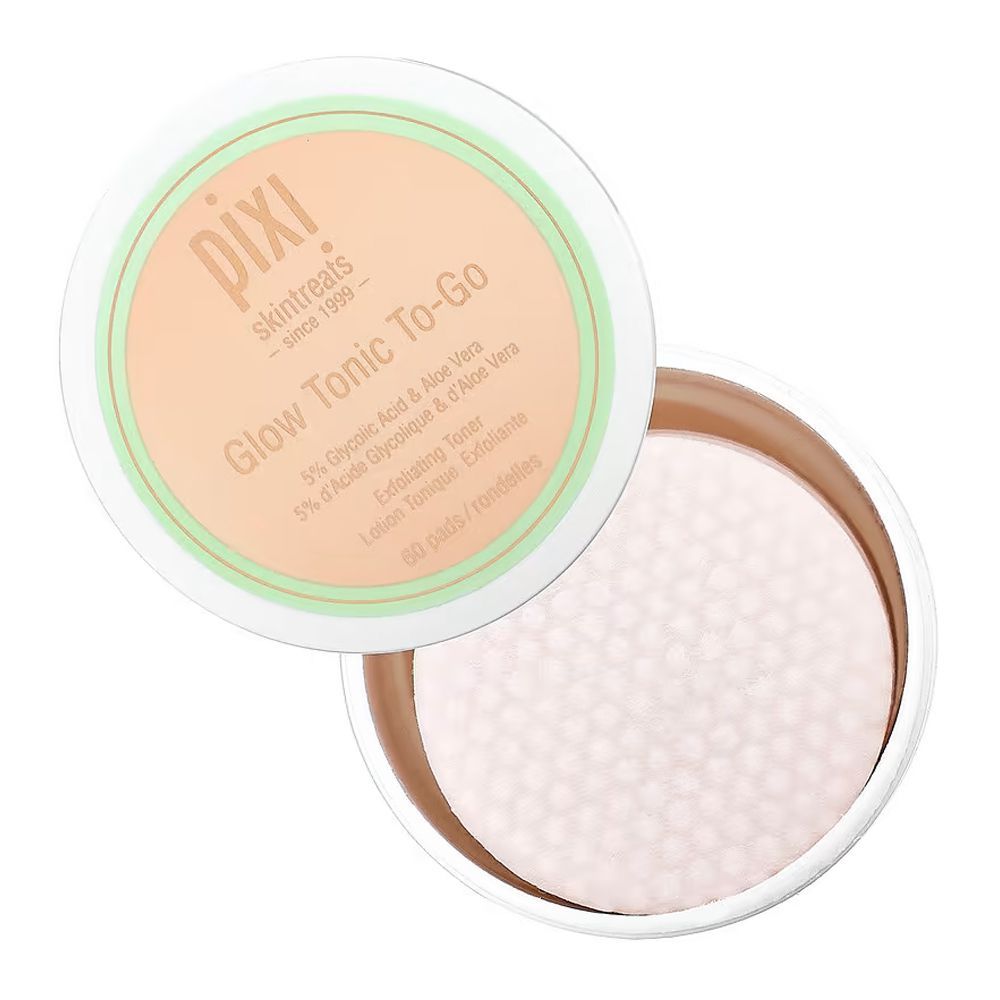 Pixi Skintreats 5% Glycolic Acid & Aloe Vera Glow Tonic To-Go Exfoliating Toner Pads, 60-Pack