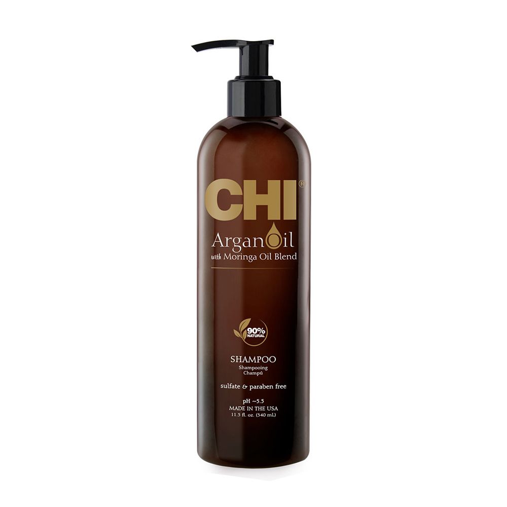 CHI Argan Oil Shampoo, Sulfate & Paraben Free, For Damaged Hair, 340ml