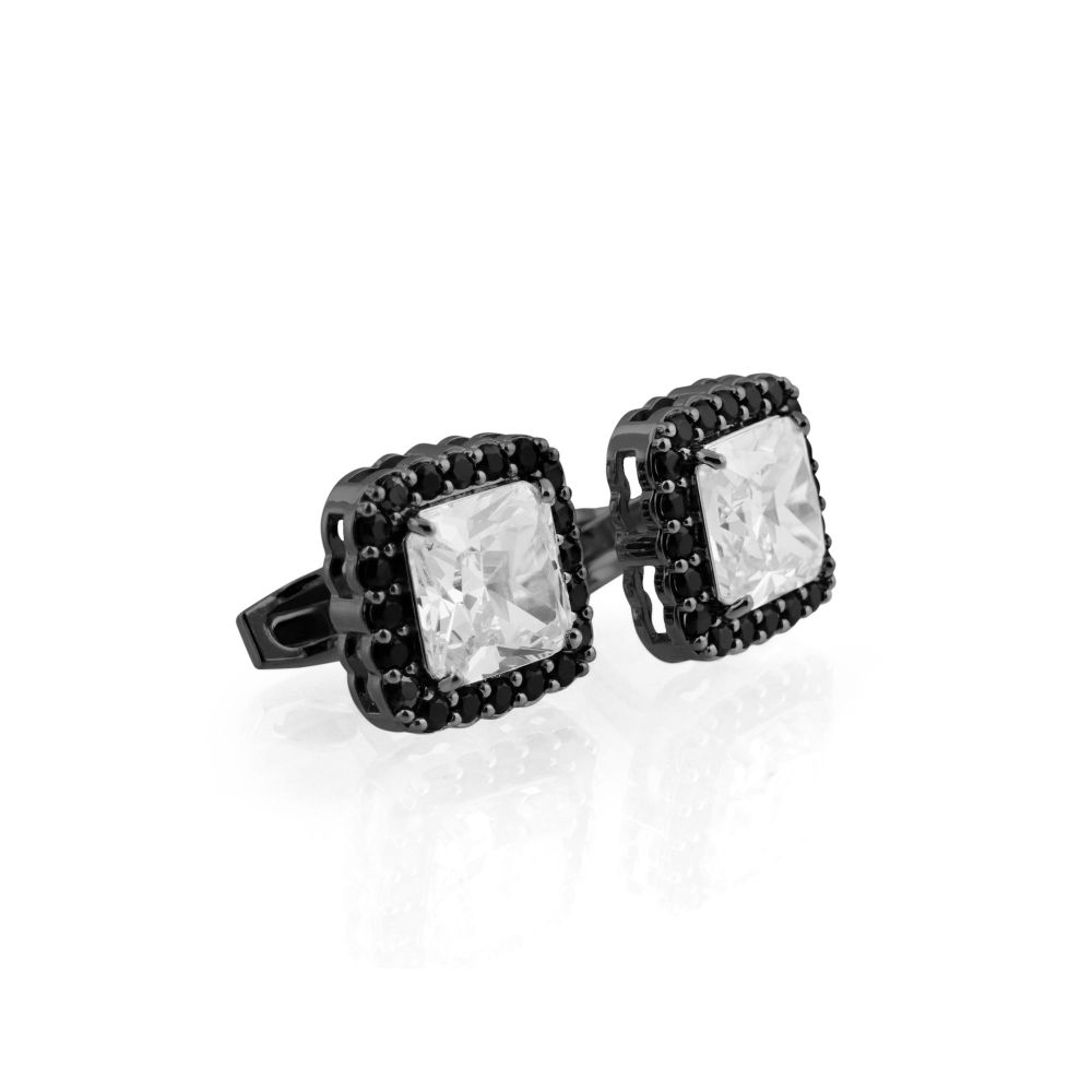 Cufflinks For Men, Black, CZ-2