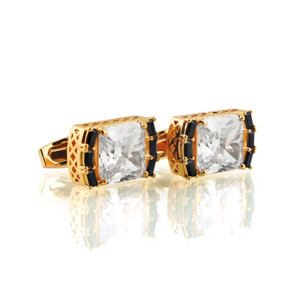 Cufflinks For Men, Rose Gold, CZ-5