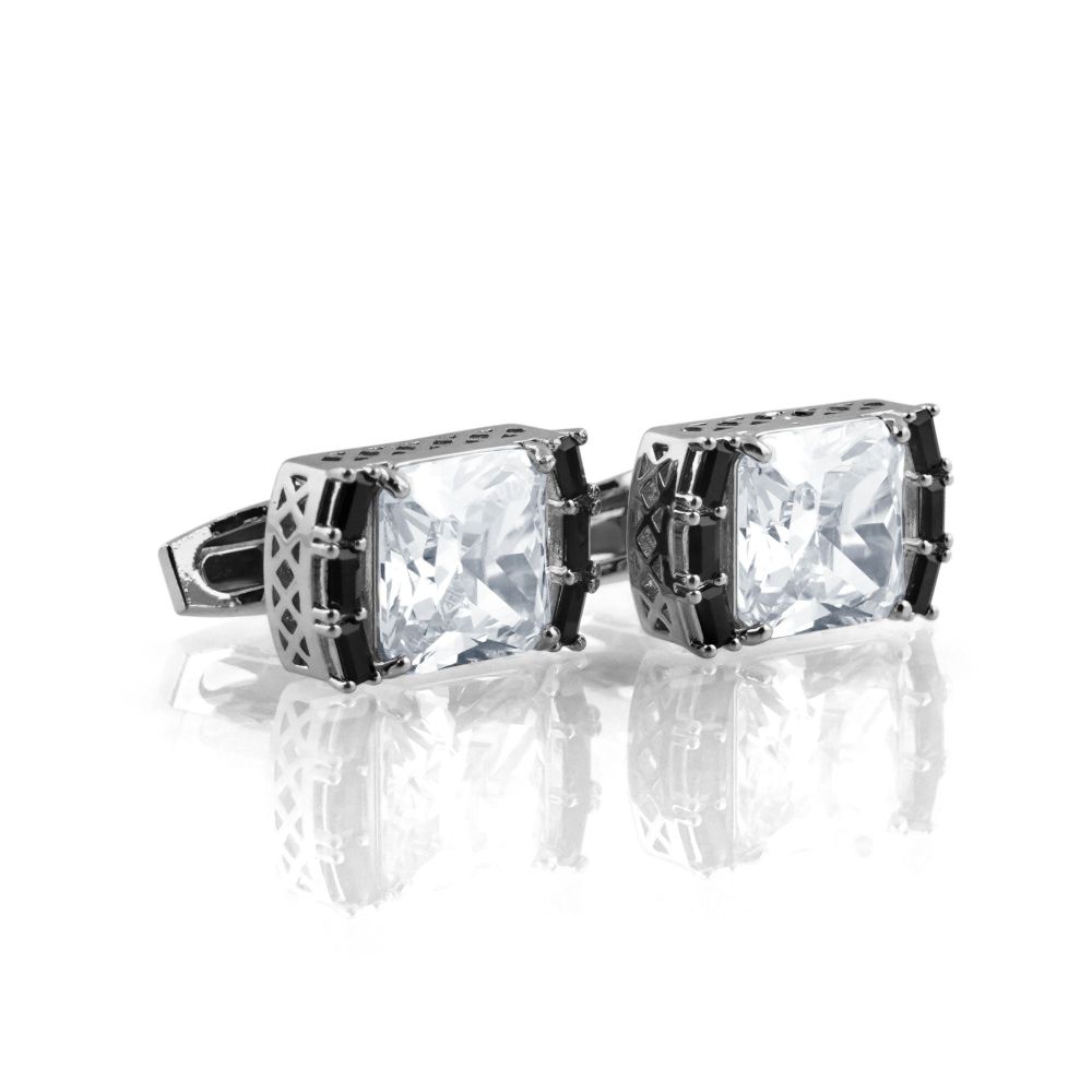 Cufflinks For Men, Silver, CZ-5