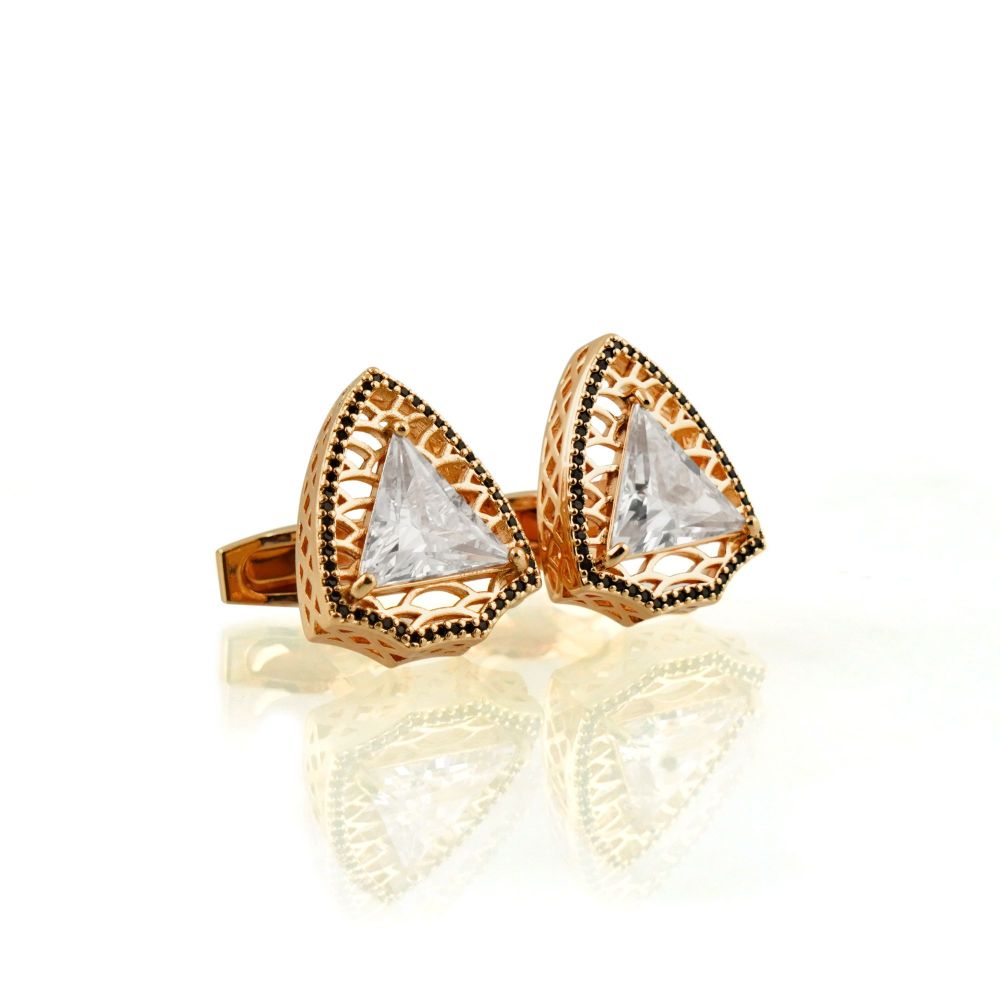 Cufflinks For Men, Rose Gold, CZ-6