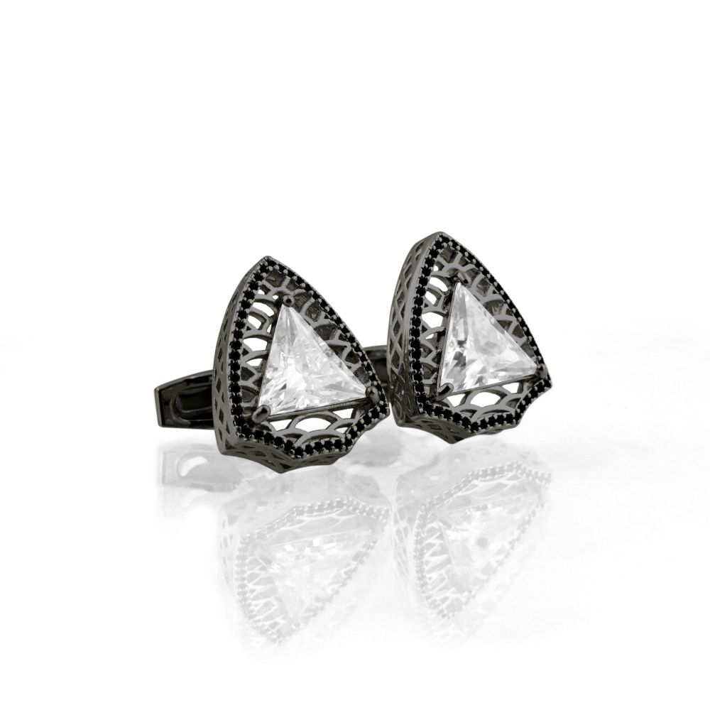 Cufflinks For Men, Black, CZ-6