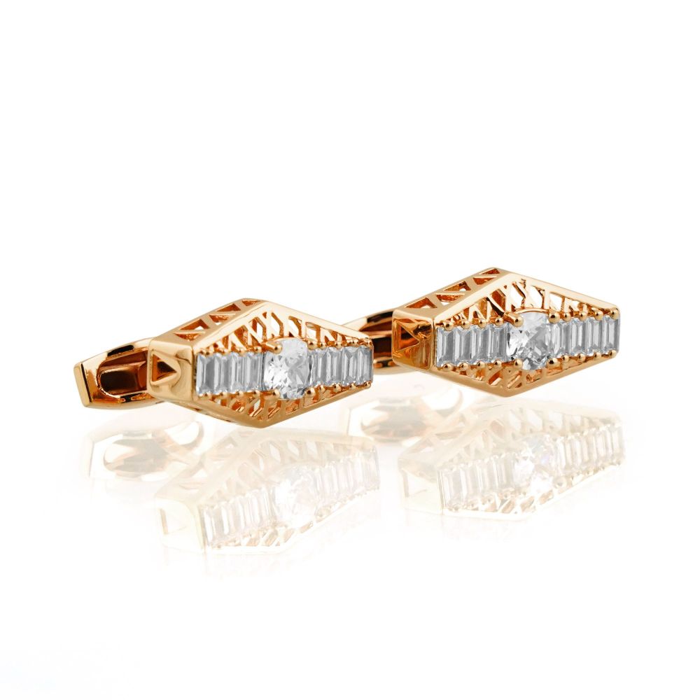 Cufflinks For Men, Rose Gold, CZ-7