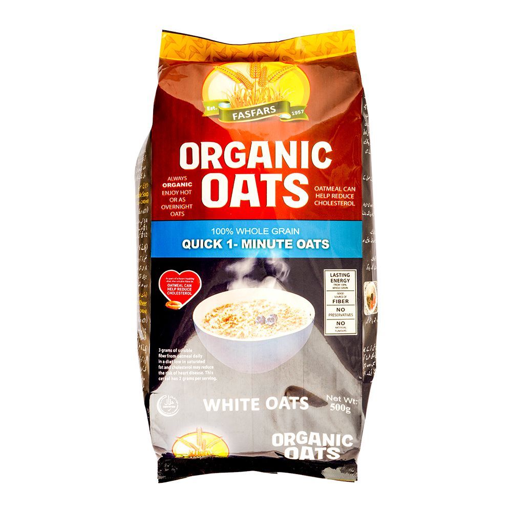 Fasfars Organic Oats Pouch, 500g