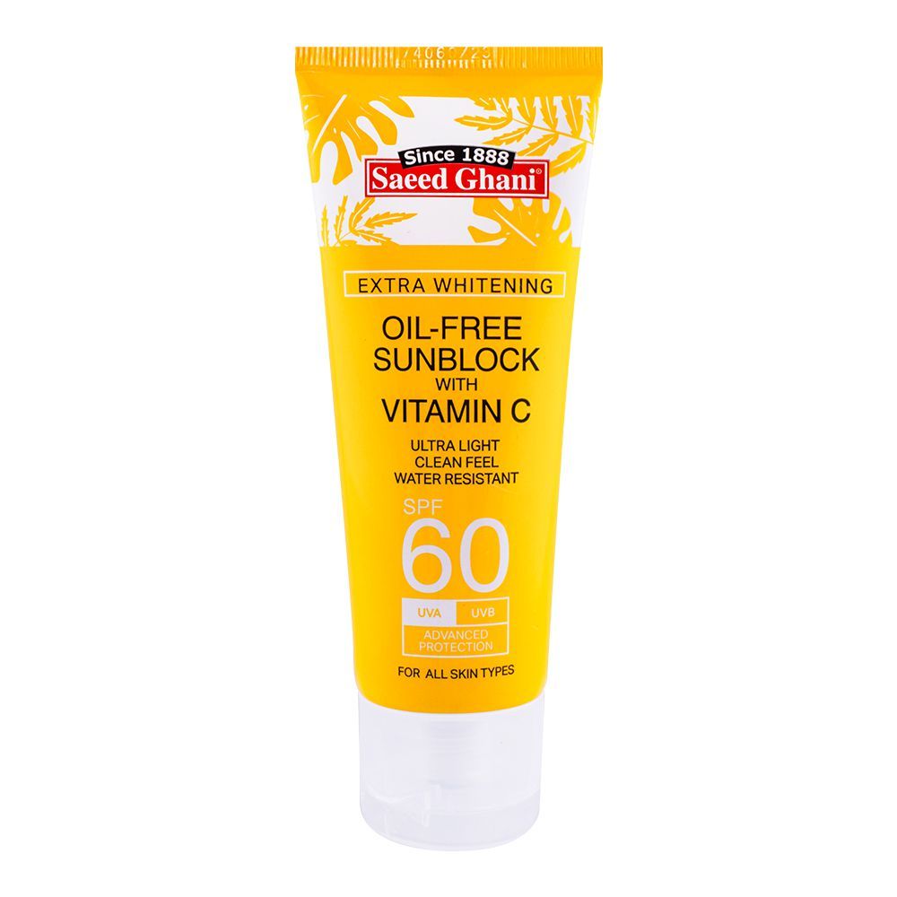 Saeed Ghani Extra Whitening Vitamin C Oil-Free Sun Block SPF60, 60ml