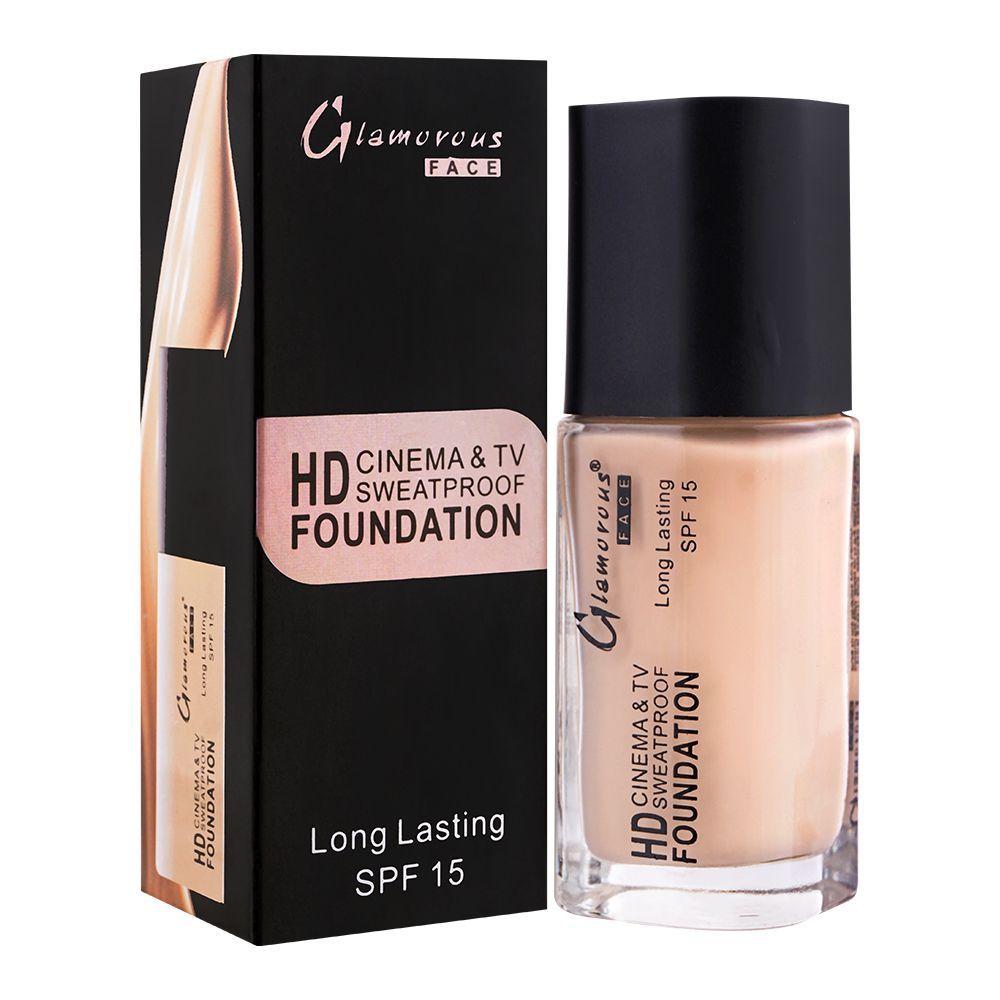 Glamorous Face HD Cinema & TV Waterproof Long Lasting Foundation, 01 Natural Buff, GF7822, 