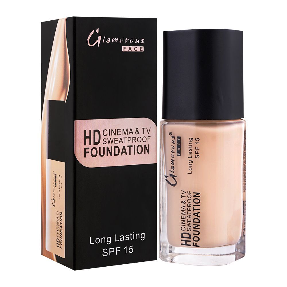 Glamorous Face HD Cinema & TV Waterproof Long Lasting Foundation, 02 Sun Beige, GF7822