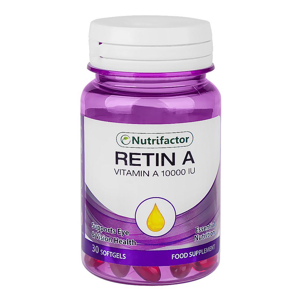 Nutrifactor Retin-A Vitamin A 10000 IU Food Supplement - Supports Eye & Vision Health, 30-Pack