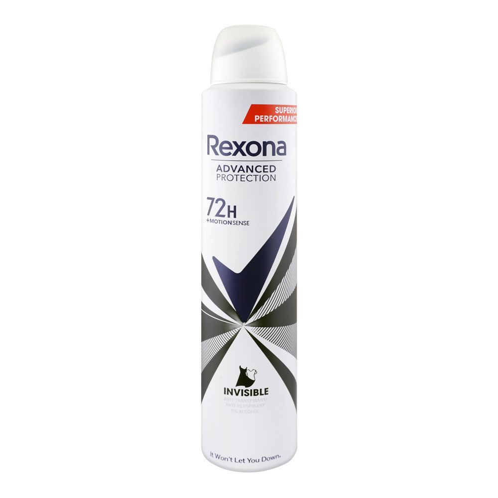 Rexona Advanced Protection 72 Hours+ Motion Sense Invisible Anti Transparent Body Spray, For Men & Women, 200ml