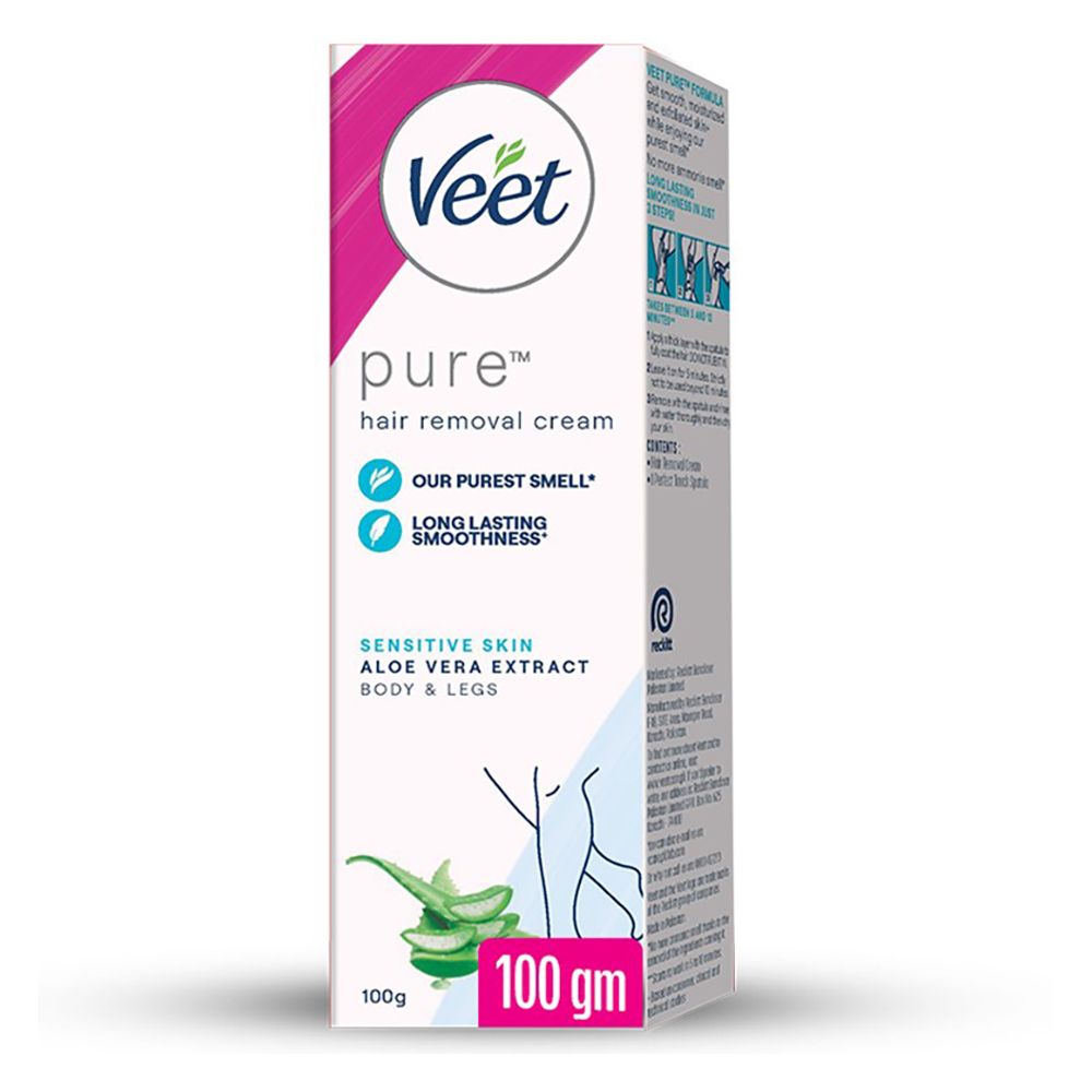 Veet Pure Aloe Vera Extract Sensitive Skin Hair Removal Cream, 100ml