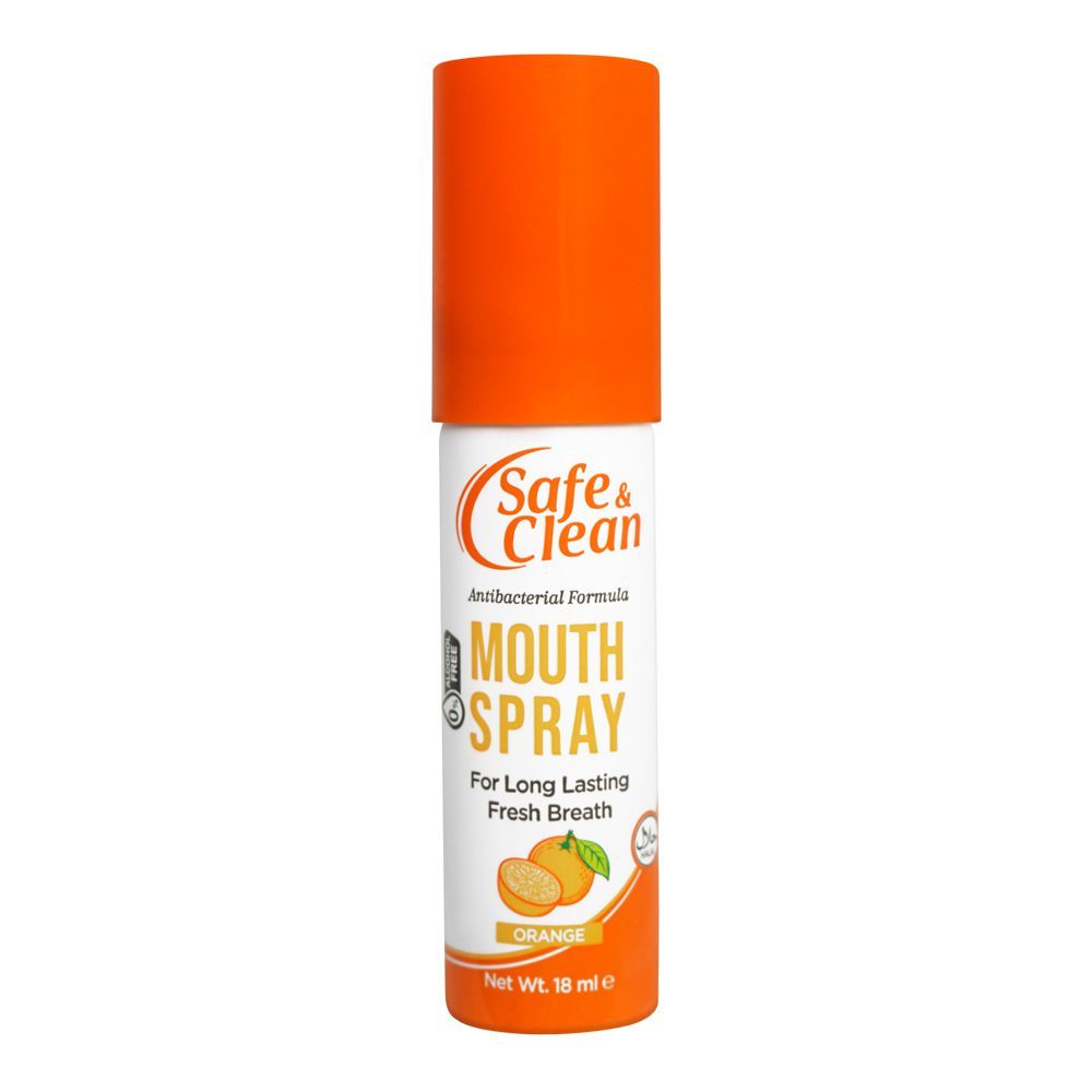 Safe & Clean Anti-Bacterial Formula Orange Mouth Spray, 18ml