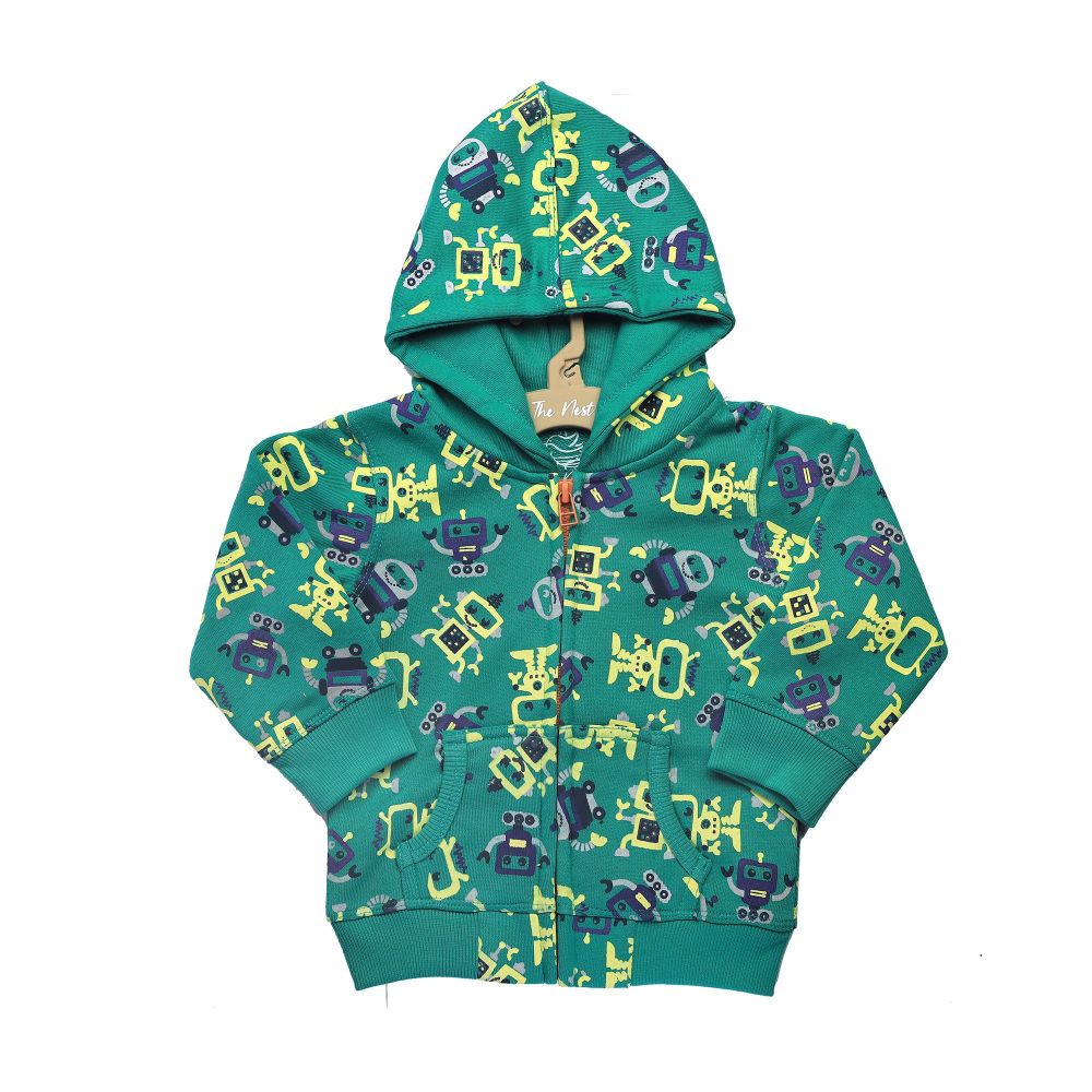 The Nest Robots Hoodie Kangaroo Pocket, Green, 10342