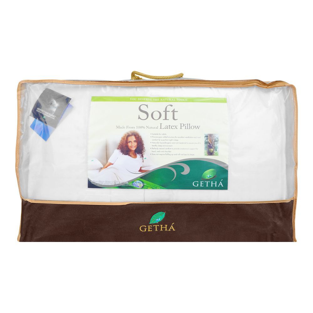 Getha 100% Natural Latex Soft Pillow, 65 x 38 x 15 cm