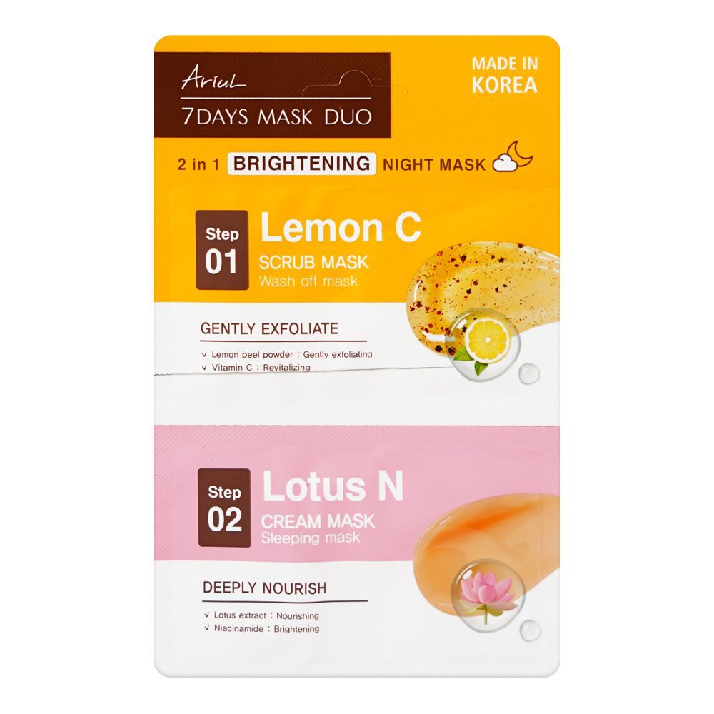 Ariul 7 Days 2-In-1 Brightening Night Mask Duo, 2 x 5ml