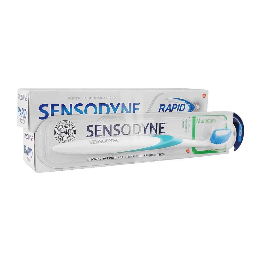 Sensodyne Rapid Action Long Lasting Protection Toothpaste, 2x 100g + Toothbrush