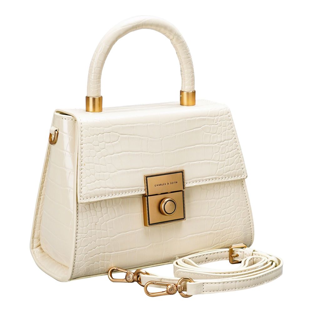 C-K Hand Bag With Shoulder Strap, Beige, CK2-50781127