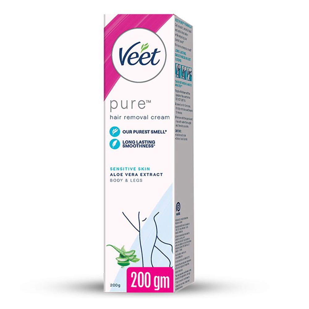 Veet Pure Aloe Vera Extract Sensitive Skin Hair Removal Cream, For Body & Legs, 200g