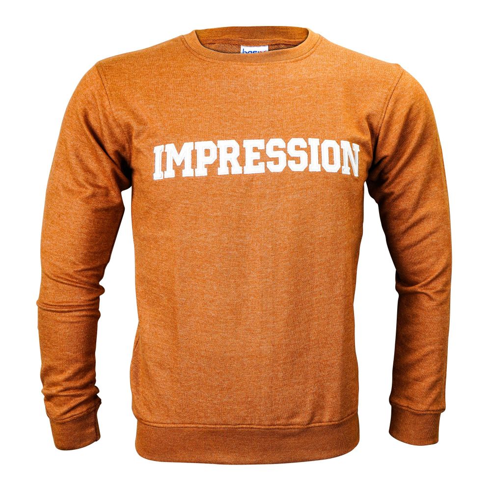 Basix Men's Golden Brown Impression Embroidered Sweatshirt, MSS-604