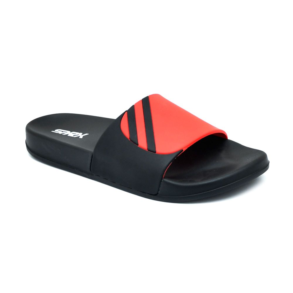 Bata Gents Rubber Sleeper Red/Black Strips, 8776347