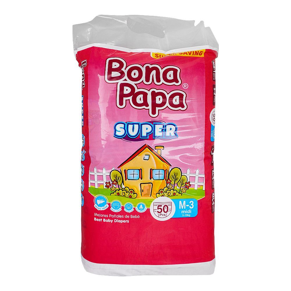 Bona Papa Super Baby Diapers Medium 3 Midi, 5-10 KG, 50-Pack