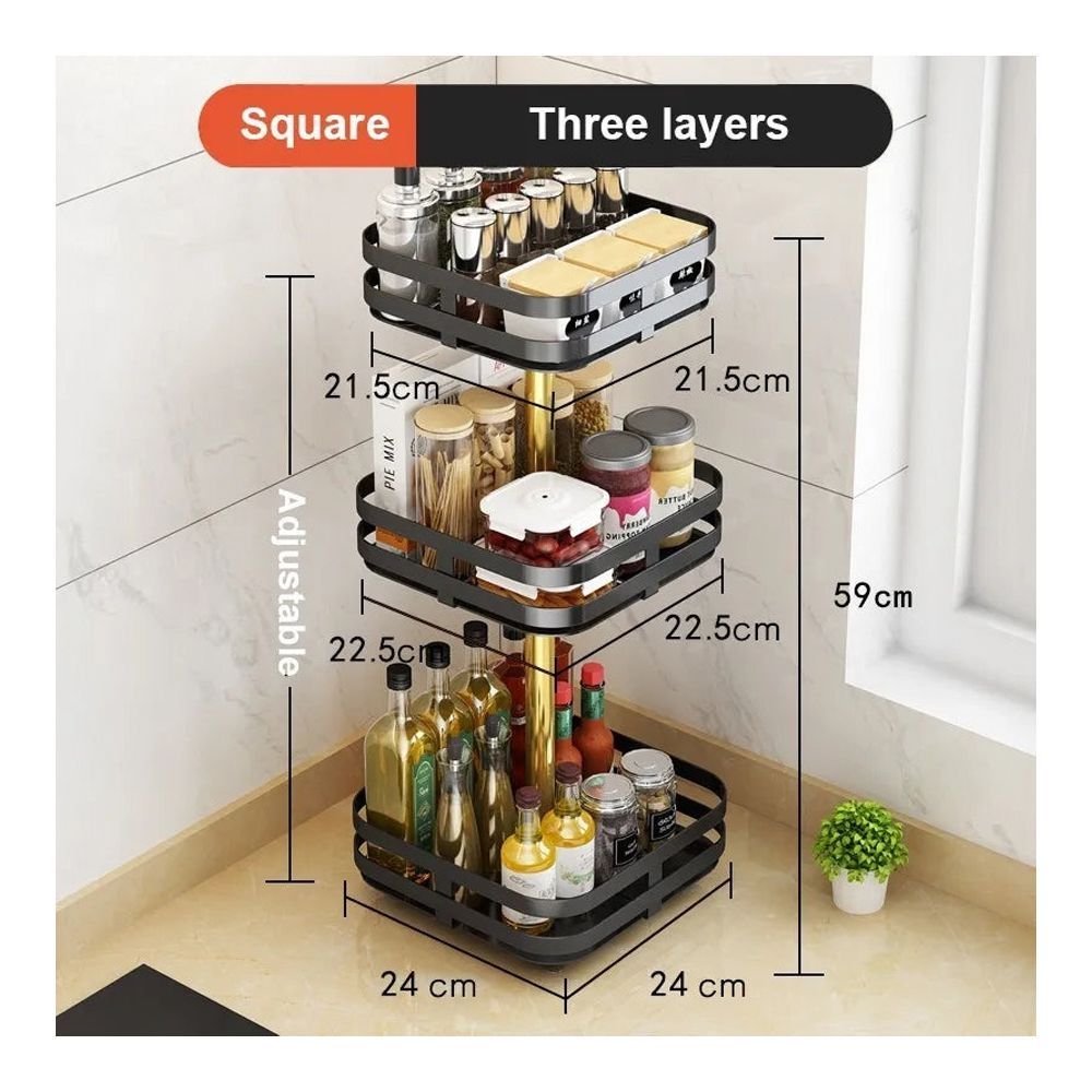 Matrix 360 Rotatable Metal Storage 3 Layer Organizer, Square, 59 x 24 x 24 cm