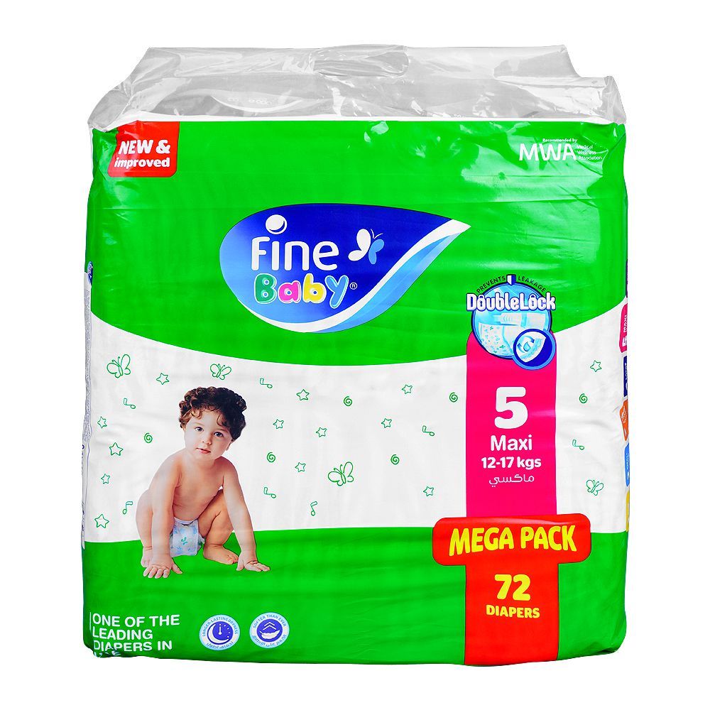 Fine Baby Diapers No. 5 Maxi, 12-17 KG Mega Pack, 72-Pack