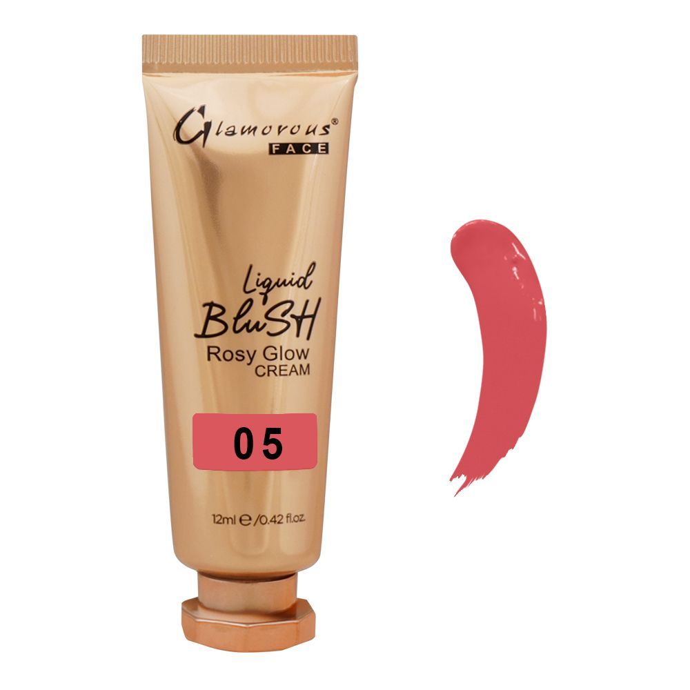 Glamorous Face Liquid Blush Rosy Glow Cream, 05 GF8058, 12ml