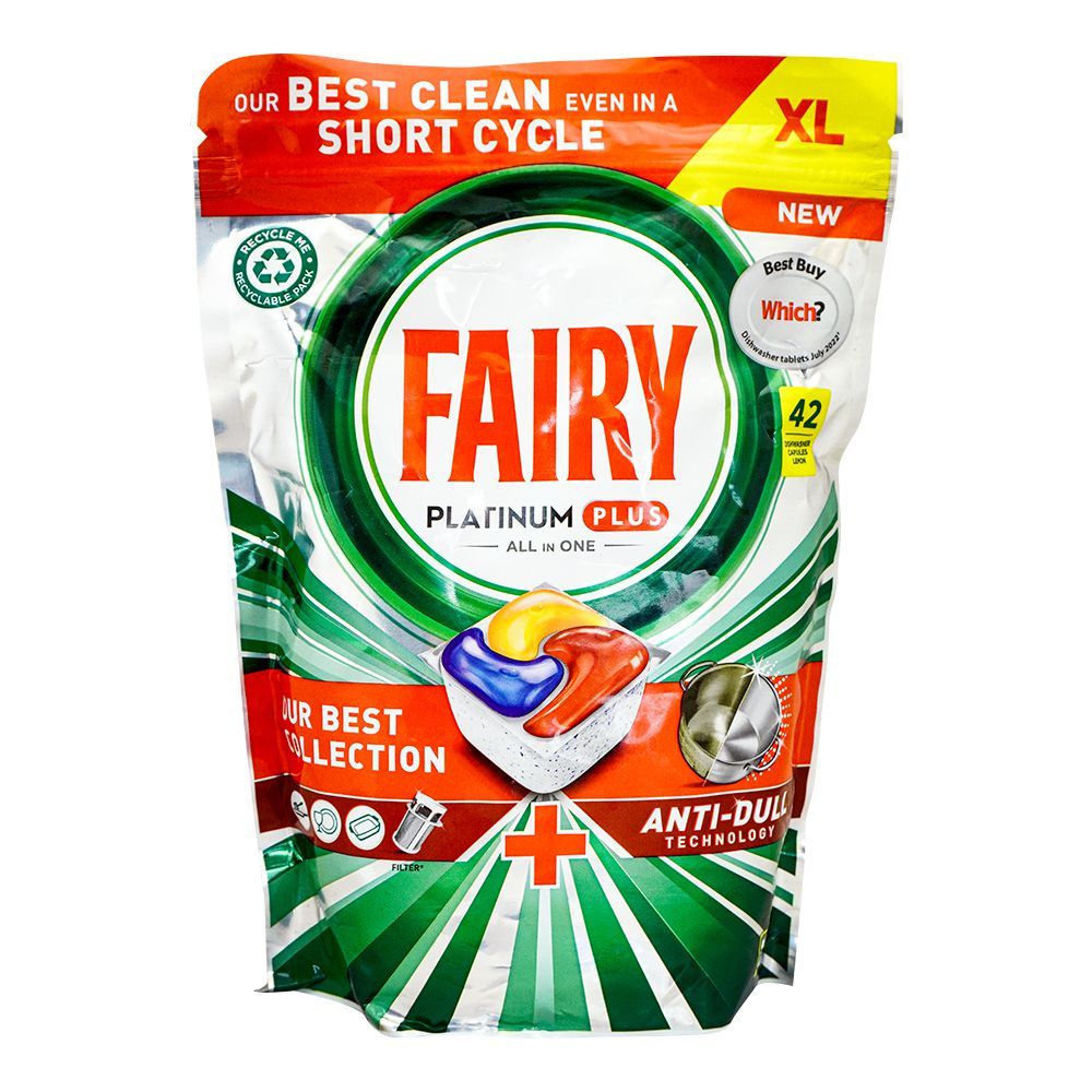 Fairy Platinum Plus Dishwashing All-In-One Tablet, 42-Pack