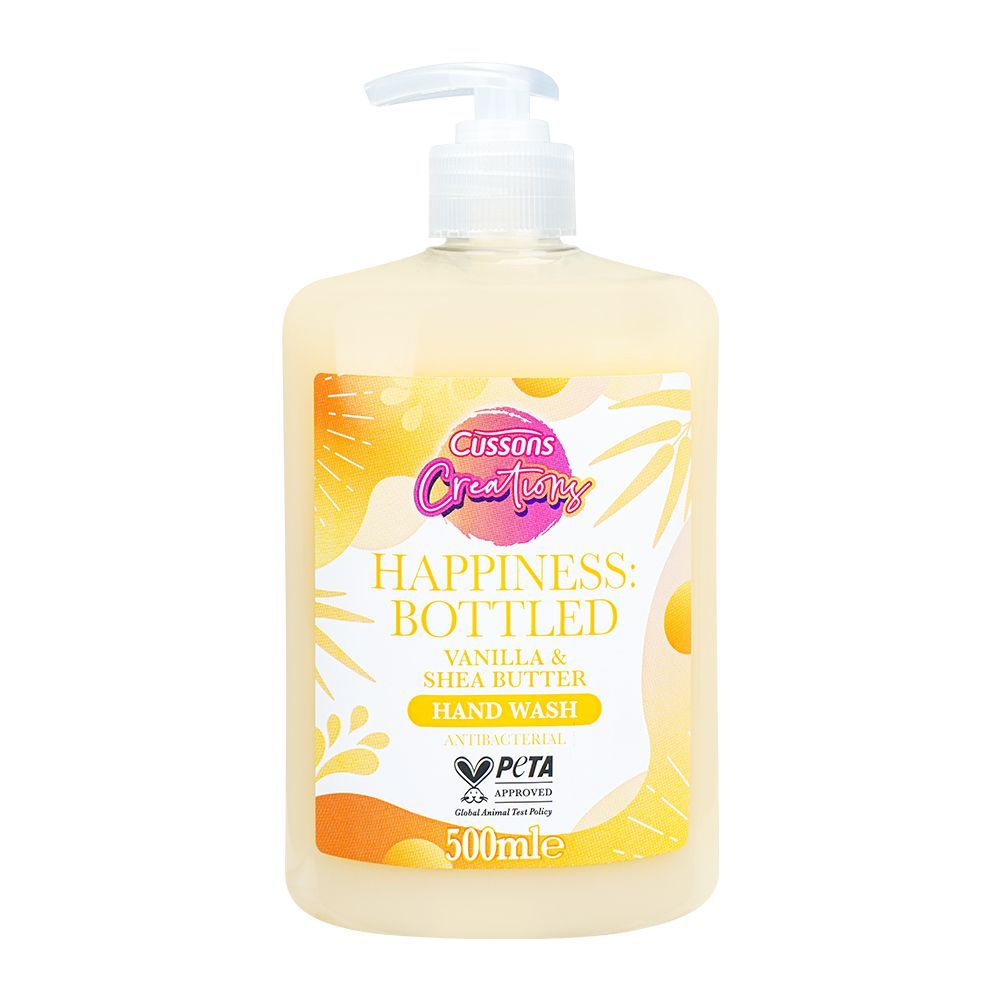 Cussons Creations Happiness Bottled Vanilla & Shea Butter Antibacterial Hand Wash, 500ml