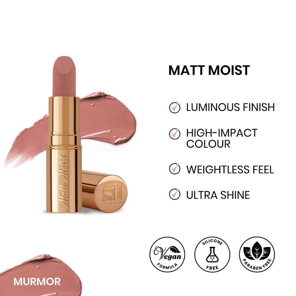 ST London Matte Moist Long Lasting Lipstick, Murmor