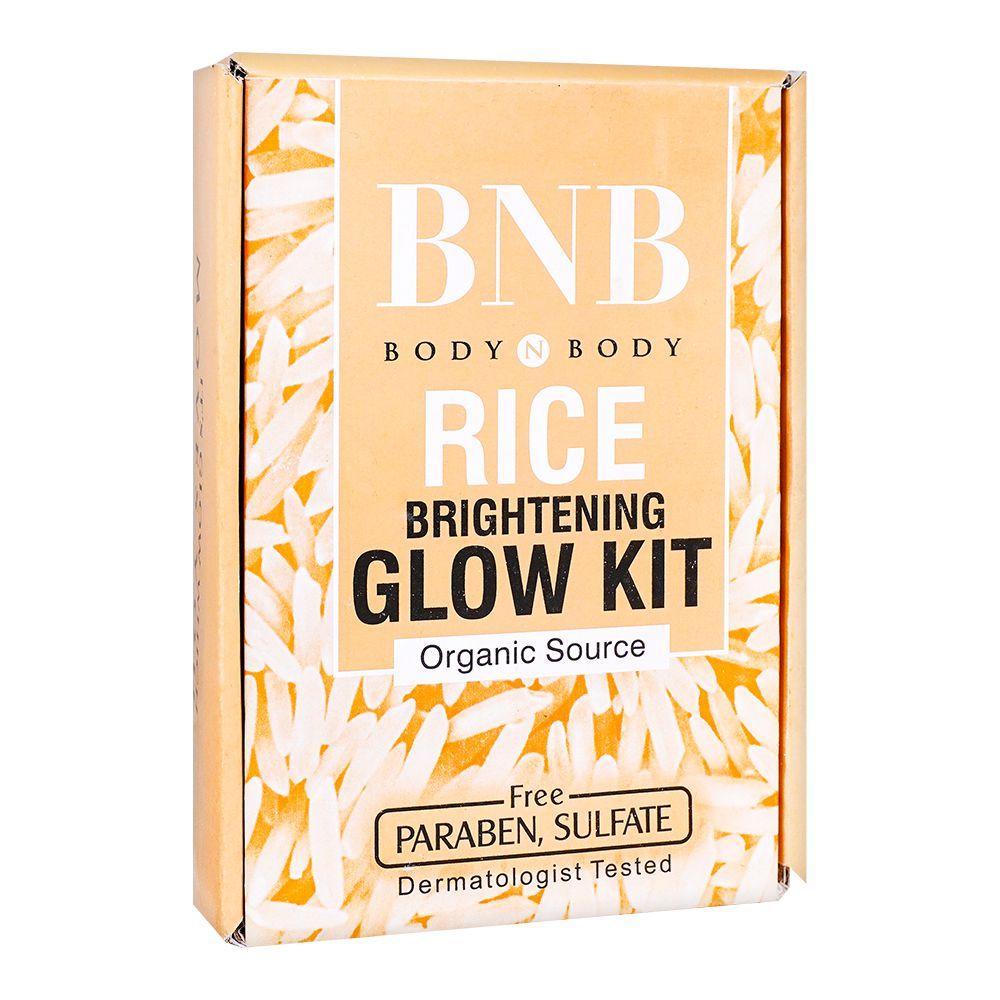 BNB Organic Source Rice Brightening Glow Kit, Face Wash+Scrub+Mask, Paraben and Sulfate Free, Dermatologist-Tested