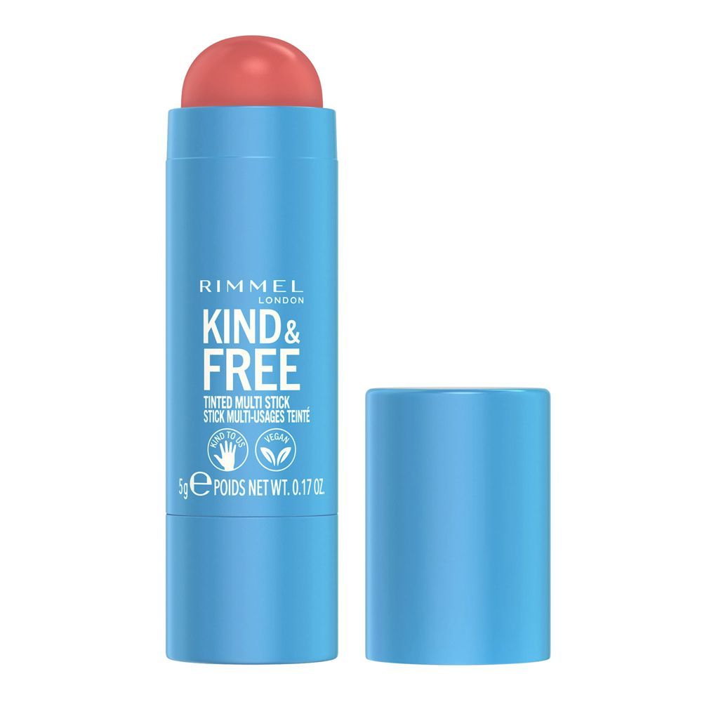 Rimmel London Kind & Free Tinted Multi-Stick, For Cheeks and Lips, Hydrating, Buildable Color, 001 Caramel Dusk, 5g