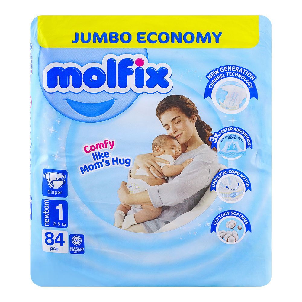 Molfix Diaper Newborn 1, Jumbo Economy Pack, 2-5kg, 84-Pack